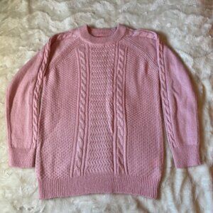 Joe Fresh Pink Cable-Knit Crew Neck Pullover Sweater Ladies Size Med EUC